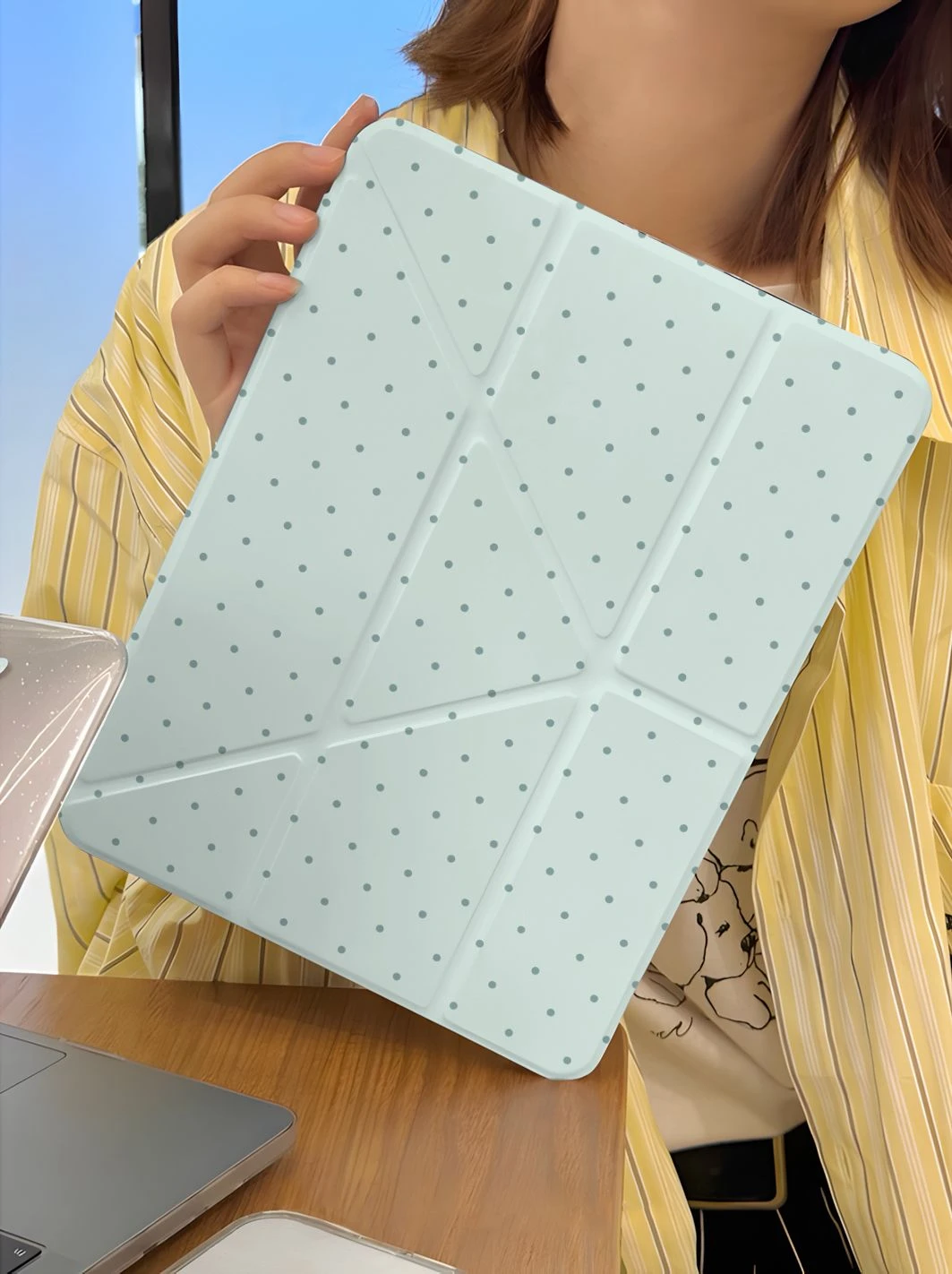 Green Polka Dot Tablet Case For iPad Pro 11 12.9 13 A16 M2 M4 M3 M5 Shell 8.3 9.7 10.2 5/6/7/8/9/10/11th Mini Air 3 4 5 6 Cover