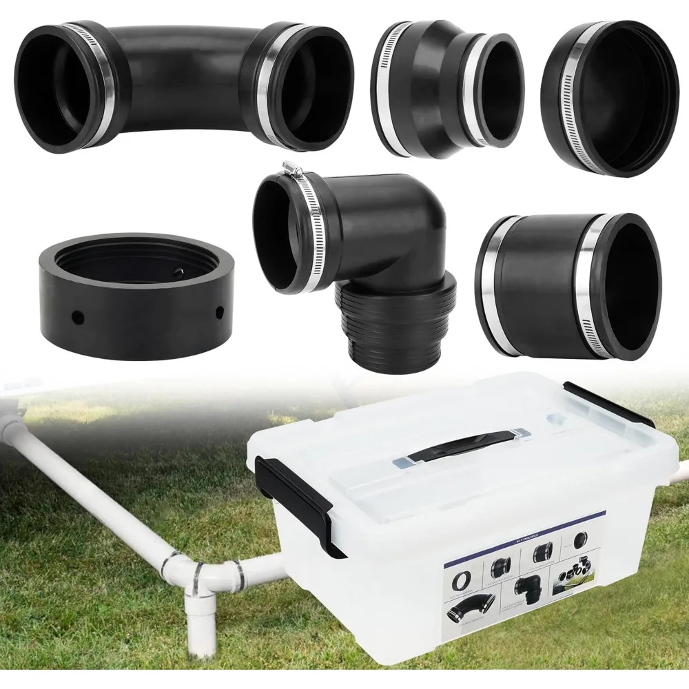 طقم توصيل نفايات الصرف الصحي RV مع محول اقتران مناسب للانزلاق لتركيبات خرطوم الأنابيب البلاستيكية مقاس 3 بوصة #1