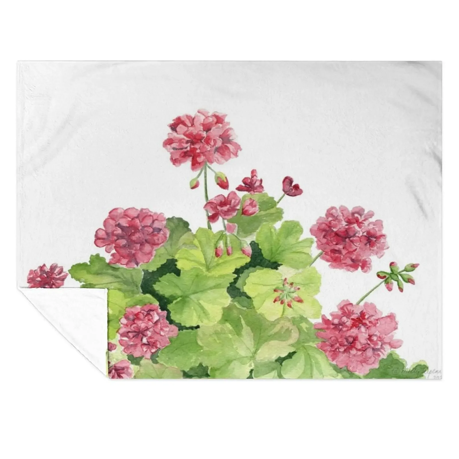 

Geranium Watercolor 3 Throw Blanket Custom decorative Softest Stuffeds Blankets