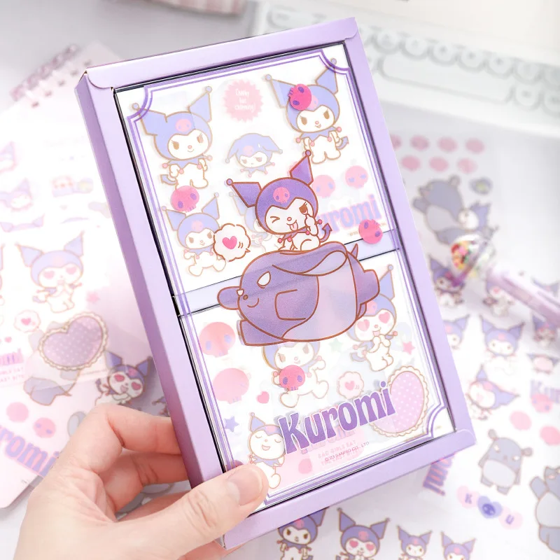 50Sheet Sanrio Kawaii Sticker Hello Kitty Kuromi Cinnamoroll Melody Hand Account Material Decoration PET DIY Stickers Kids Toys