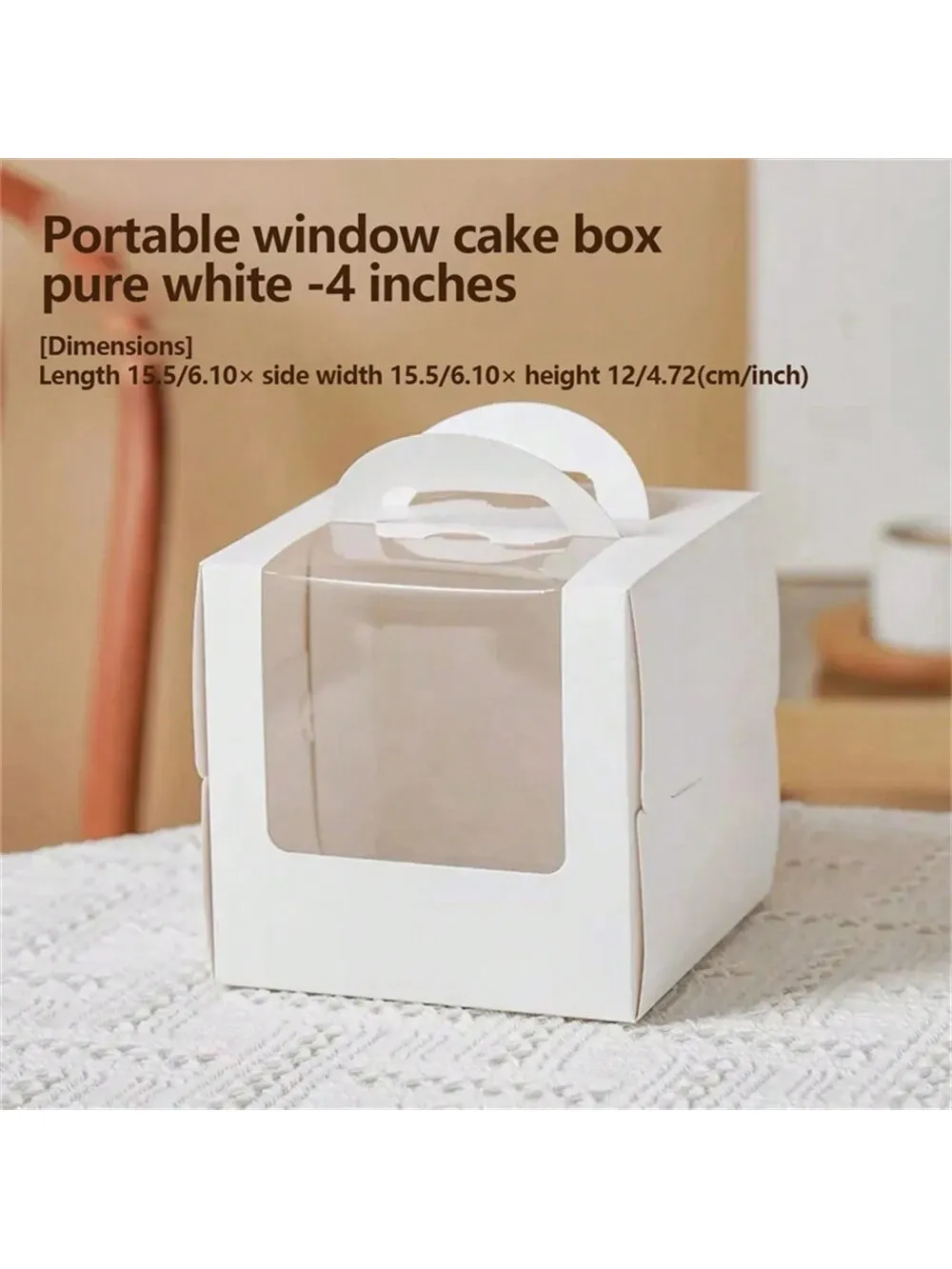 5 Stück weiße Kuchenboxen mit Fenster und Griff, tragbare Papier-Bäckereiboxen für Cupcakes, Kuchen, Kekse, Gebäckverpackungen – Detail 7