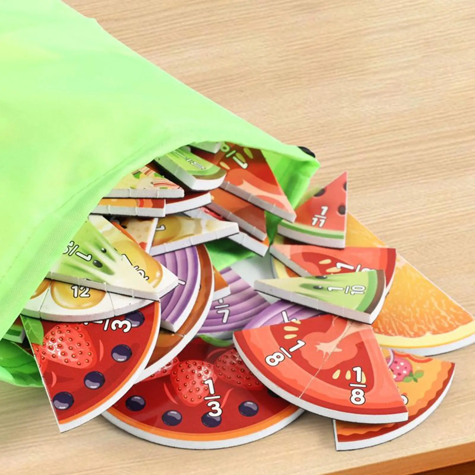 Children Magnetic Fraction Learning Math Toys Wooden Fraction Book Set Parish Teaching Aids Arithmetic Learning Educational Toys