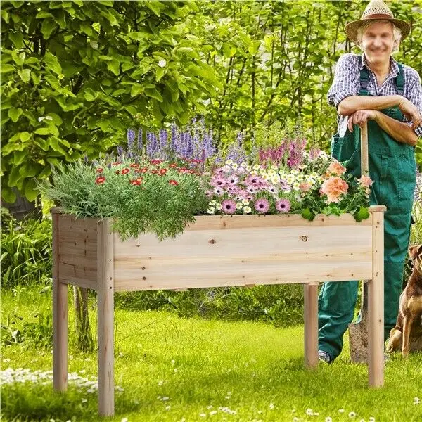 

Raised Garden Bed Elevated Wooden Planter Box Stand with Legs for Herbs Vegetables Flowers Great for Outdoor Patio Deck