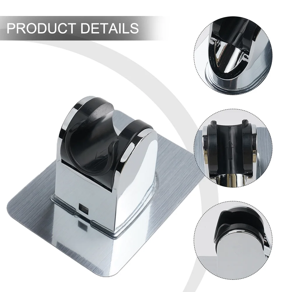 High Quality Bathroom Shower Bracket Head Holder 9.5x7x6cm ABS+metal Adjustable Direction Punching-free Silver