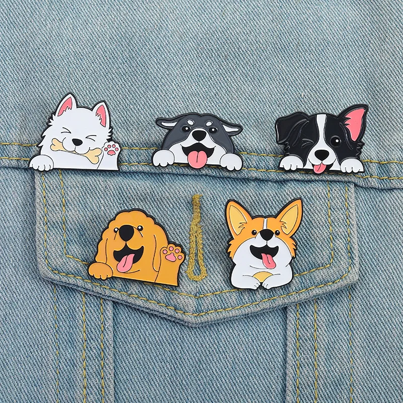 

Cartoon Animal Fun Akita Dog Enamel Pins Creative animal shaped golden fur Dog Brooches Lapel Badge Jewelry Gifts for Friends