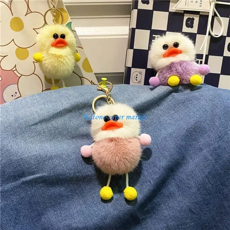 090B Mini Duck Plush Keychain Keyring Gift Carnival Prizes for Kid Schoolbag