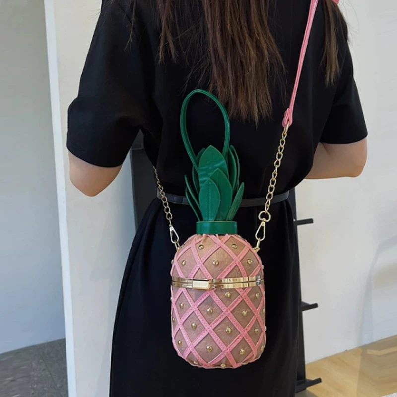 حقيبة كروس متعددة الاستخدامات على الموضة الكورية الجديدة لعام 2025 حقيبة كتف نسائية على شكل أناناس