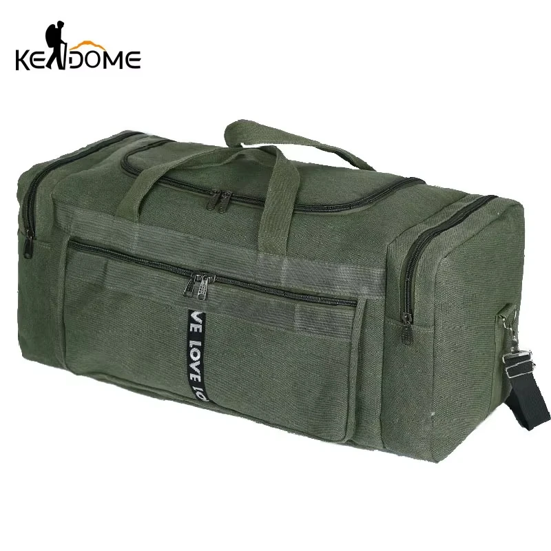 Canvas Travel Duffel Luggage Bag Men's Shoulder Moving Storage Bag Outdoor Large Camping Handbag Trainning Fitness Sports Pack