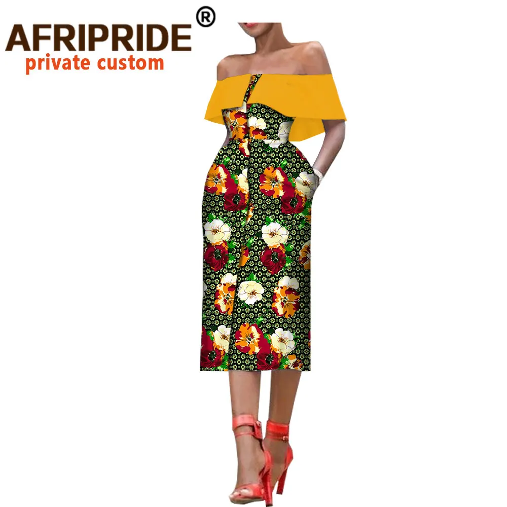 

2022 African Style Summer Women Dress AFRIPRIDE Sleeveless Mid-calf Single Breasted Strapless Casual Dress for Women A7225159