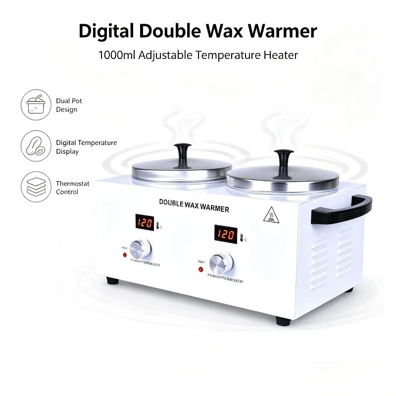 Digital Display Double Pot Wax Warmer 1000ml Adjustable Temperature Constant Heat Wax Melter for Wax Bean Therapy