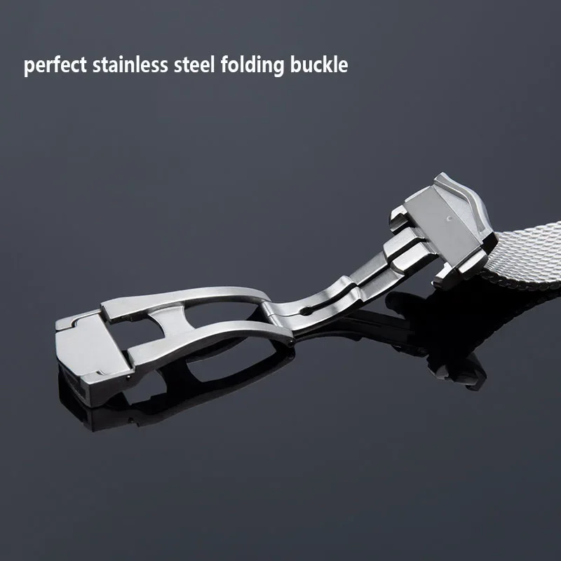 Stainless Steel Watch Strap for Seiko for Omega Seamaster 007 Diving Wrist Band Milanese Mesh Strap Folding Buckle Bracelet 20mm