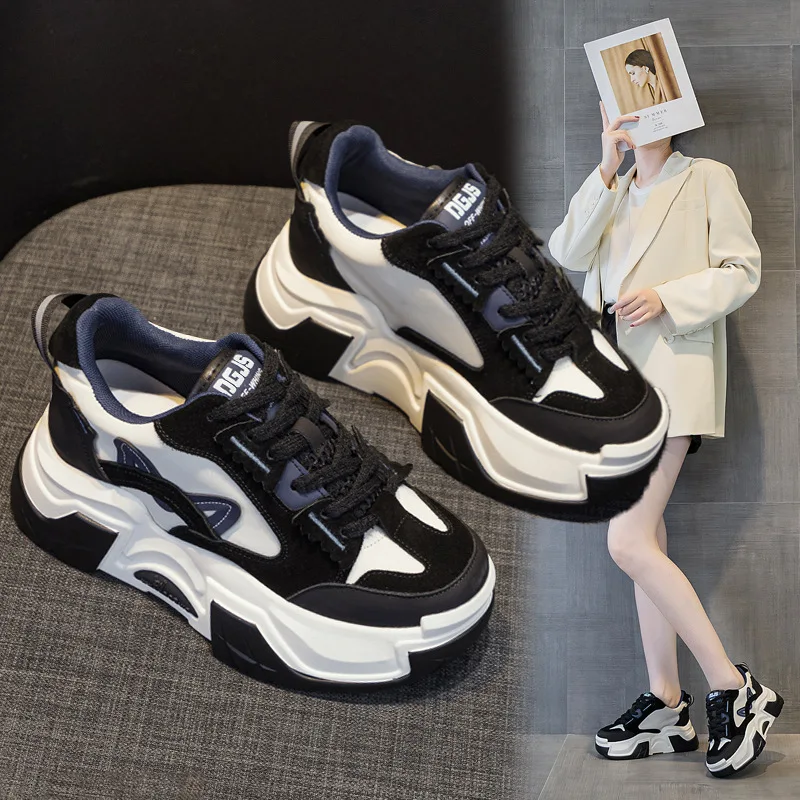 

2023new Cat's Ear Sneakers Women Thick Bottom Elevated Increase Flat Bottom Color Matching Casual Womens Shoes Autumntime