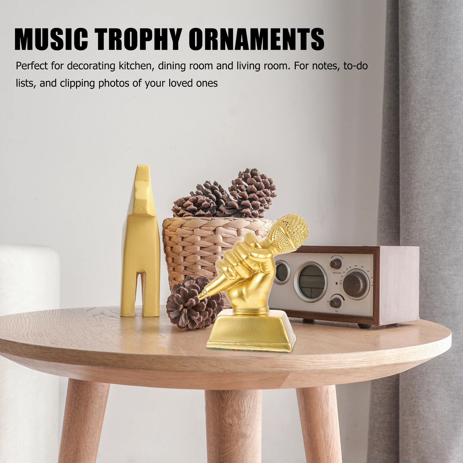 Decorative Musical Trophy Microphone Design Singing Award for Resin Trophy Craft Lightweight Portable