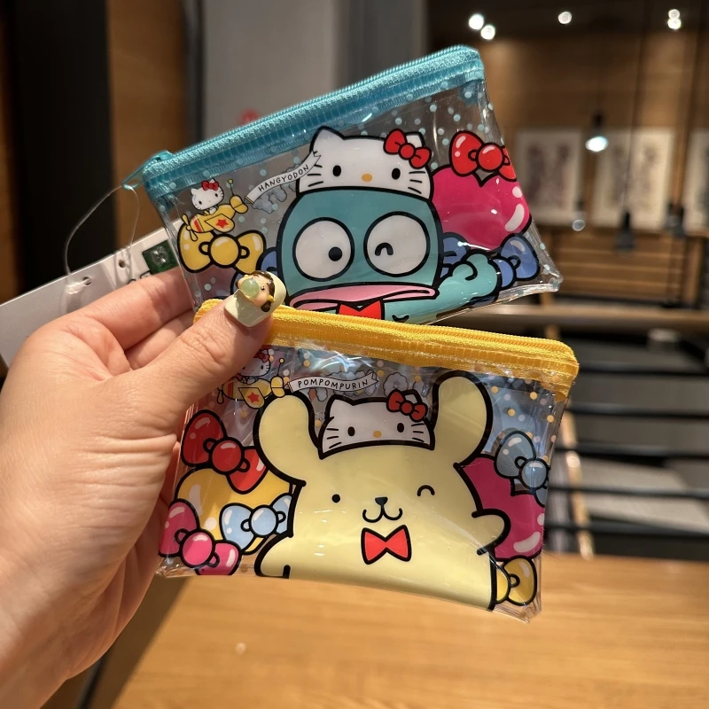 

Japanese hello kitty limited card bag Sanrio coin wallet kuromi my melody cartoon transparent pvc mini storage Christmas gift