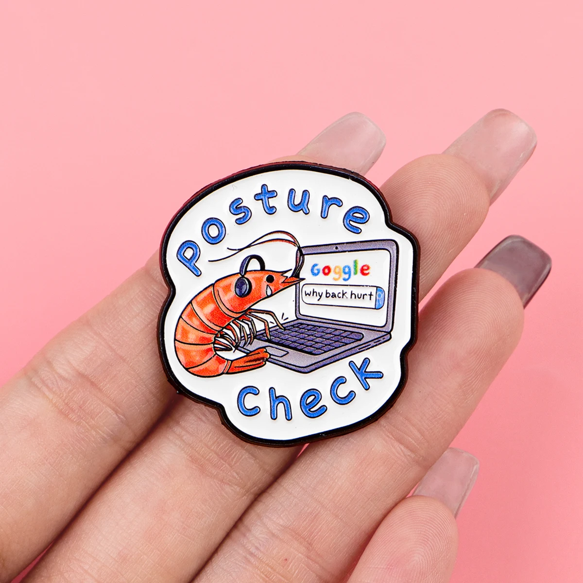 Funny Shrimp Enamel Pin, Quirky Lapel Accessory