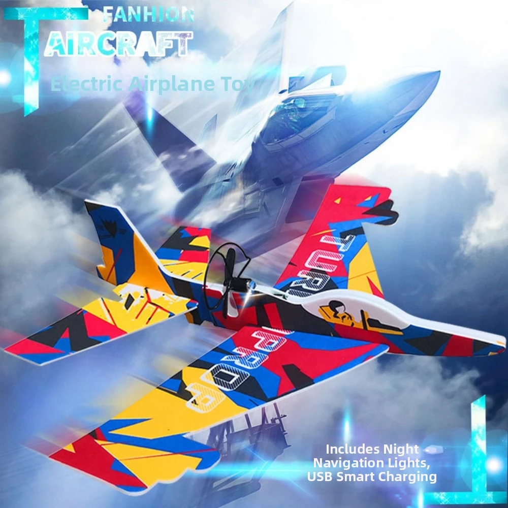 

with LED Light Electric Foam Plane Glider 2 Styles Kids Toys Hand Airplanes Capacitor 33.5*29.5*7cm Outdoor Aircraft Model