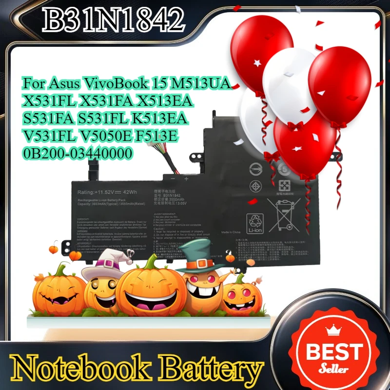 

Аккумулятор для ноутбука B31N1842 для Asus VivoBook 15 M513UA X531FL X531FA X513EA S531FA S531FL K513EA V531FL V5050E F513E 0B200-03440000