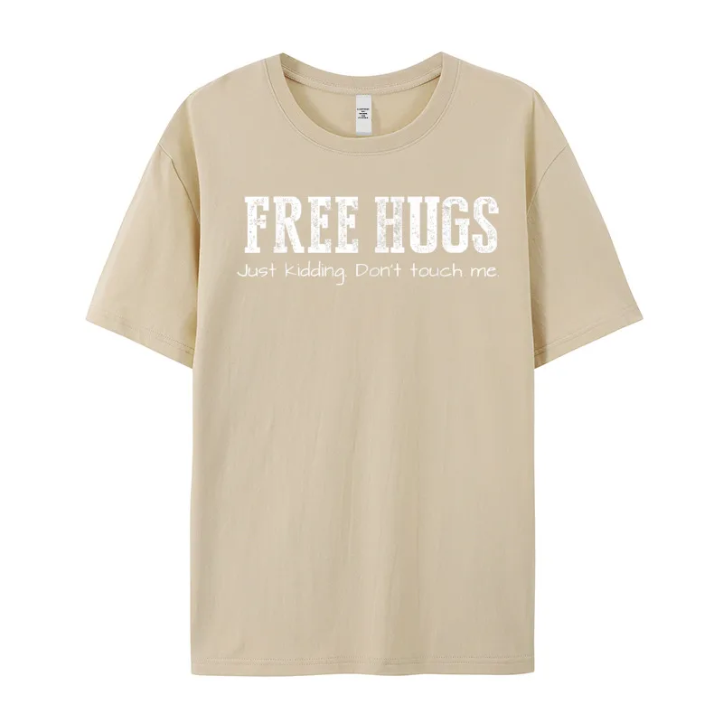 Short Sleeve Tops Tees Outdoor Crew Neck Pure Cotton Female T Shirts Funny Sarcastic Free Hugs T-Shirt Slogan Tees Funky