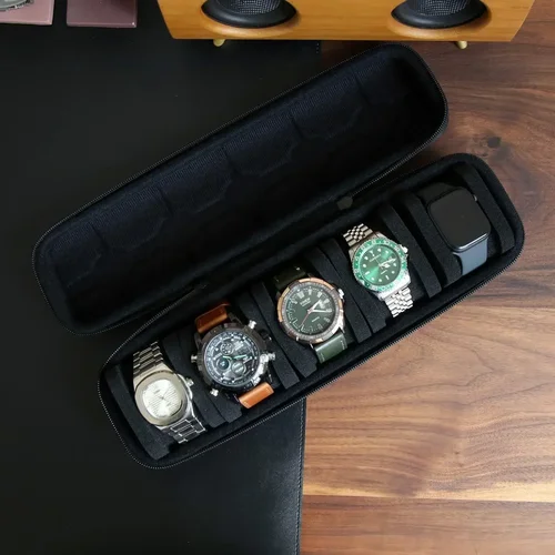 Imagen 2 del producto Organizador de caja de reloj para hombres o mujeres, estuche de viaje para relojes, soporte de exhibición portátil para relojes de pulsera y relojes inteligentes