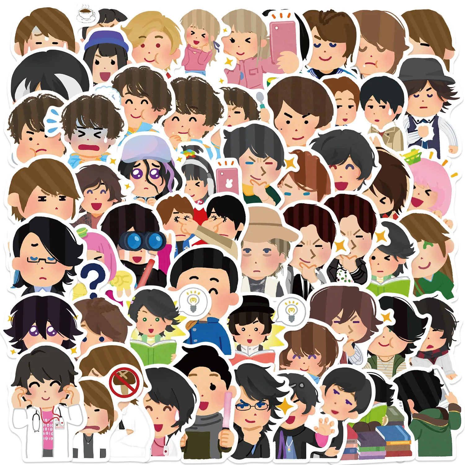 64PCS Fun Cartoon Kamen Rider Little Person Stickers Scrapbooking Collage Material Phone Cases Guitar Notebooks DIY Decorative