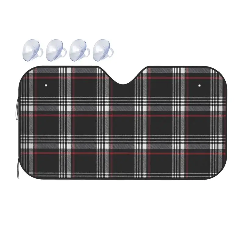 GTI Tartan Car Windshield Sunshade Foldable Front Window Sun Visor Protector Foldable Uv Ray Reflector Universel for Sedan Truck