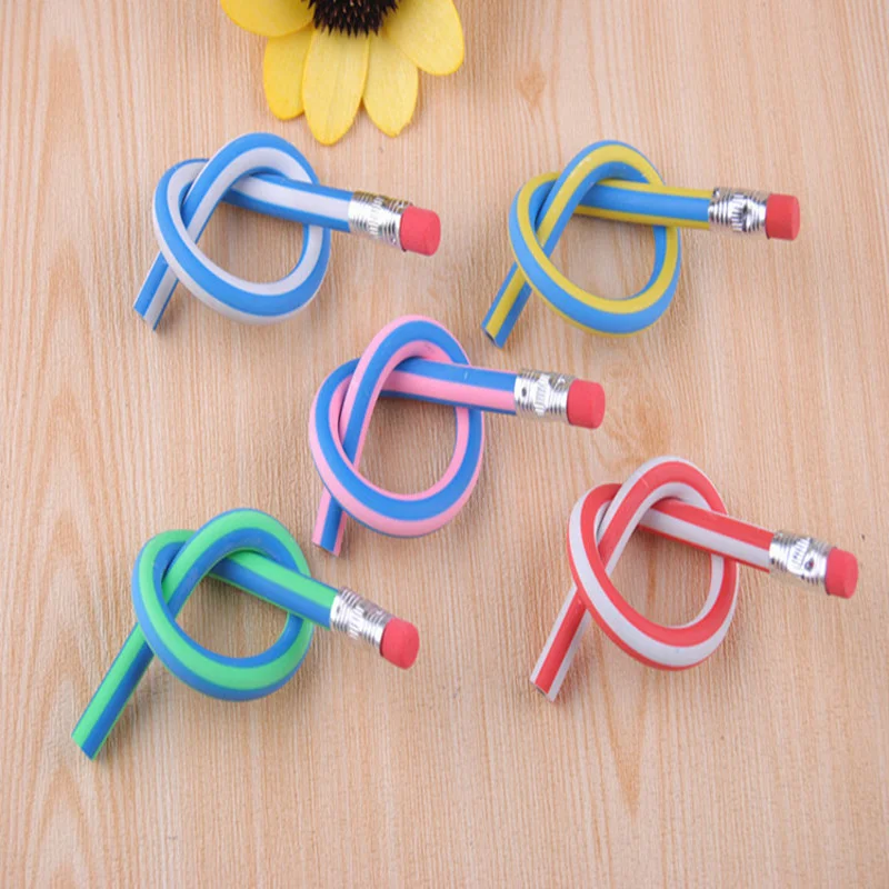 10 Pieces Set Cute Candy-Colored Soft Flexible Standard Pencils for Creative Stationery & Office Supplies