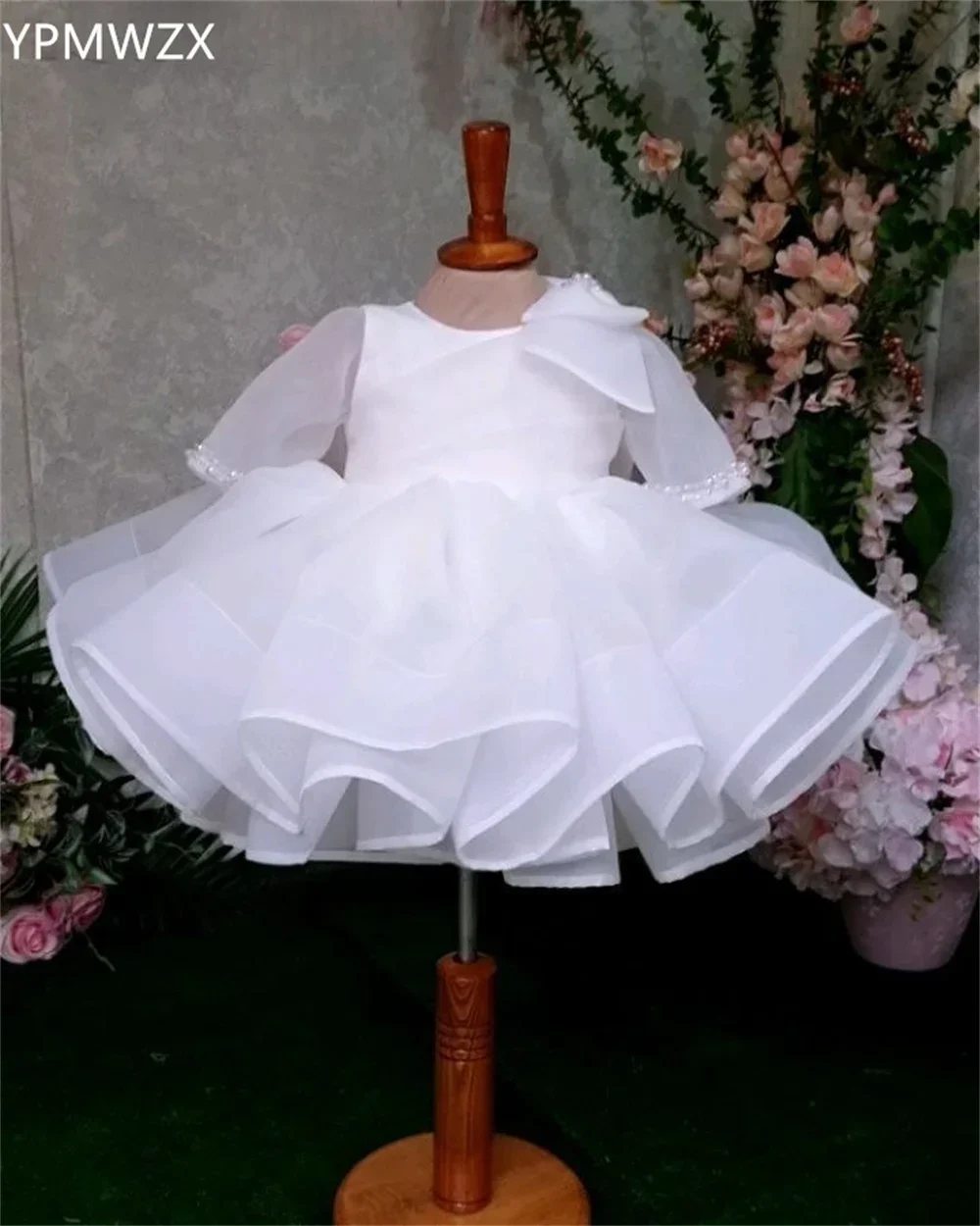 Customized Prom Gown Formal Women YPMWZX Scoop Neckline Ball  Knee Length Skirts Draped Bows Bead Bespoke Occasion Dresses E