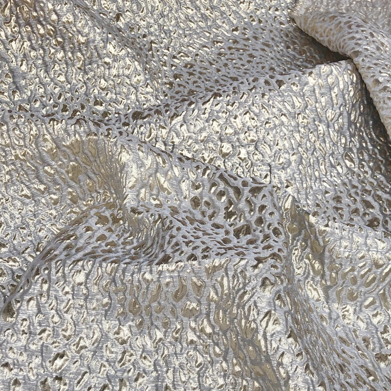 Golden Relief Fabric Dress Clothing Designer Apparel Sewing Fabrics for By The Meter Diy Polyester Material