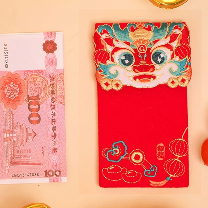 Buste rosse cinesi, busta con soldi fortunati 2024 anno del drago, drago Hongbao ricamato per borsa regalo Capodanno