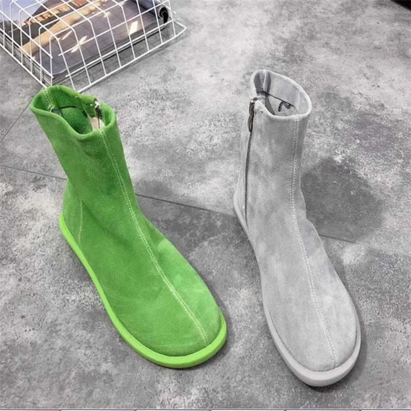 Retro buty damskie jesienne zimowe krótkie buty ręcznie robione wygodny zamek błyskawiczny proste literatura botki Casual płaskie buty rozmiar 40.