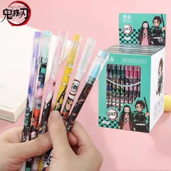 Demon Slayer-Juego de 6 bolígrafos de Gel Kawaii para niños, bolígrafo de tinta negra neutra, Kimetsu No Yaiba, Kamado, Tanjirou, Nezuko, regalo para niños