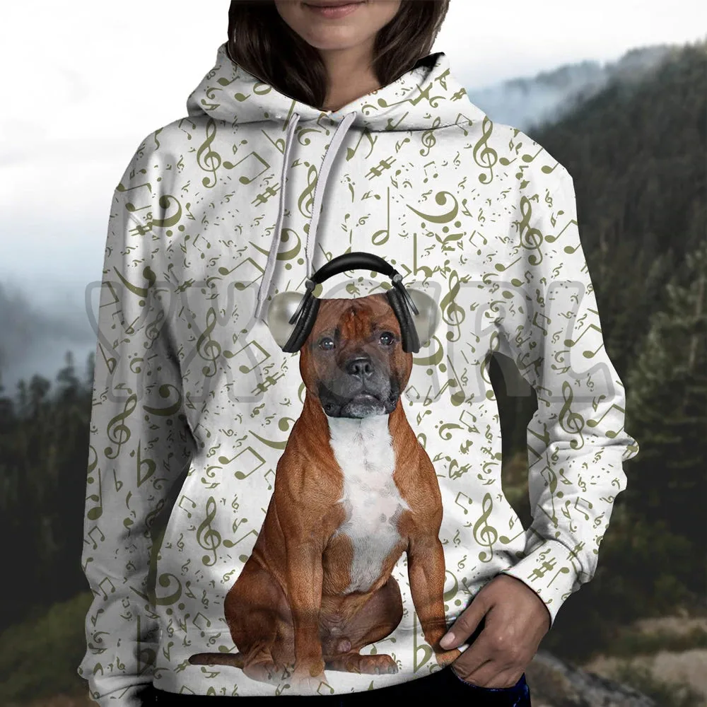 Musik Bagus dengan Hoodie Gambar 3D Yorkshire Terrier Pakaian Olahraga Jalanan Kasual Hoodie Anjing Lucu Pullover Uniseks