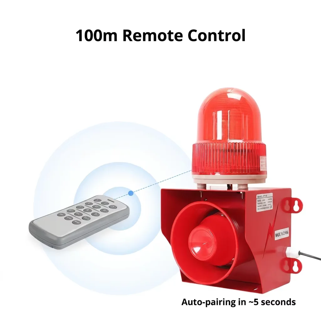 Wireless Remote-Controlled Voice Alarm High-Pitch Speaker Construction Site Safety Warning Freely Switchable Sounds YX05K