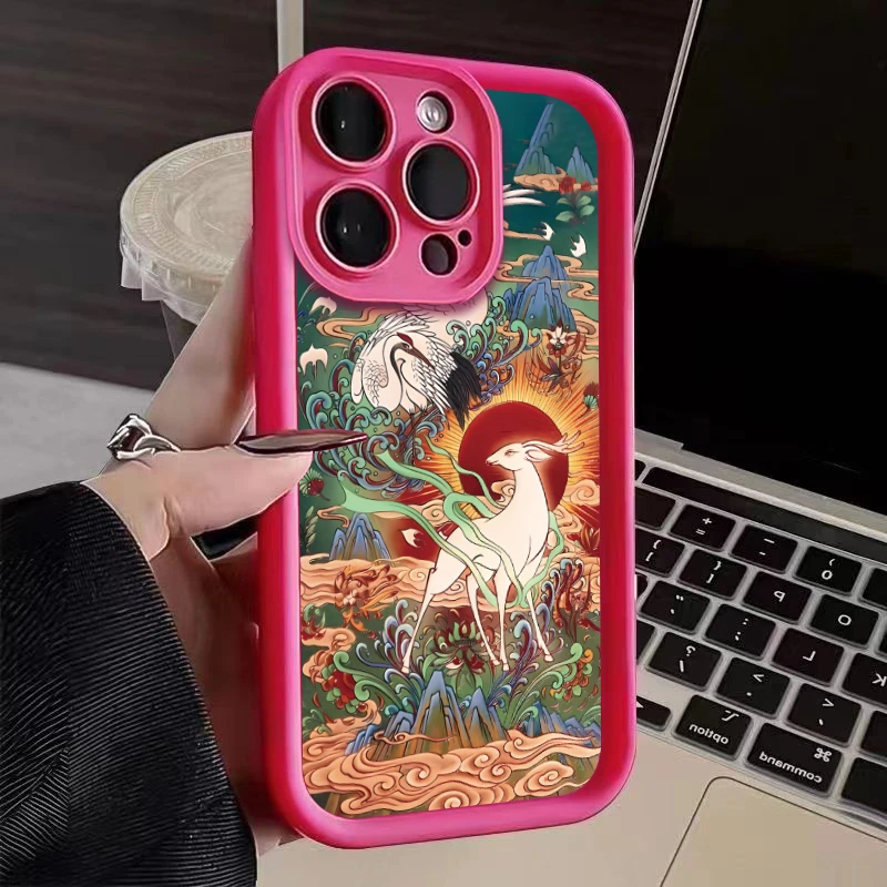Retro gorgeous totem Case for IPhone 14 13 12 11 15 Pro Max XS XR X XSMax 8/7 Plus IPones 14Pro 15Pro Matte Soft Silicone Cover image 6