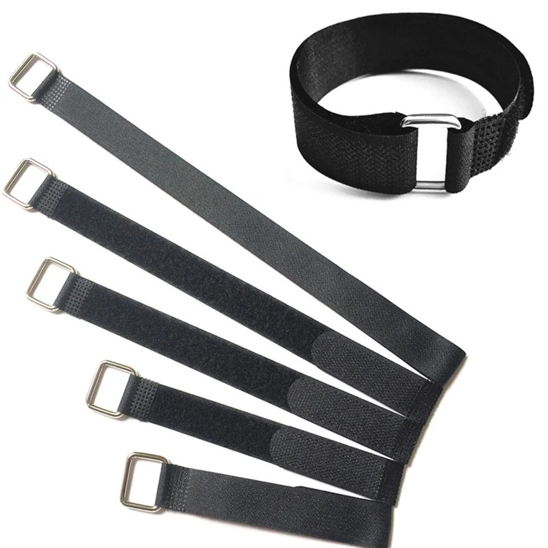 Correas de gancho y bucle con hebilla de Metal, correas de sujeción reutilizables, bridas para cables, correas de seguridad de nailon ajustables para envoltura de cables, 5 uds.