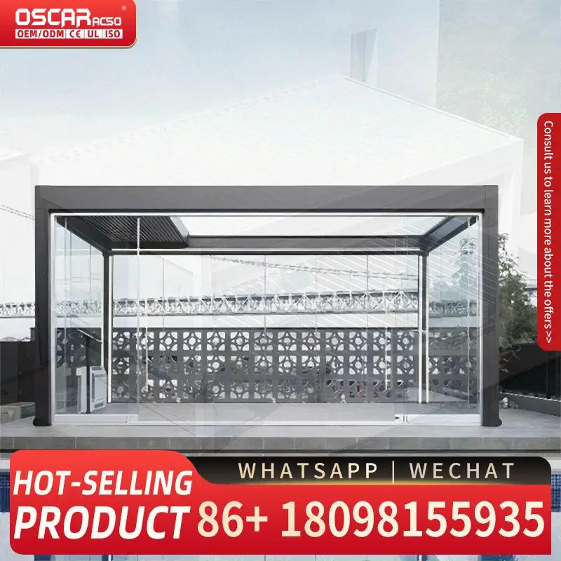 

10 X 13 Ft Aluminum Party Tent Permanent Sunshade with Decorative Frame and Mosquito Netting Pergola