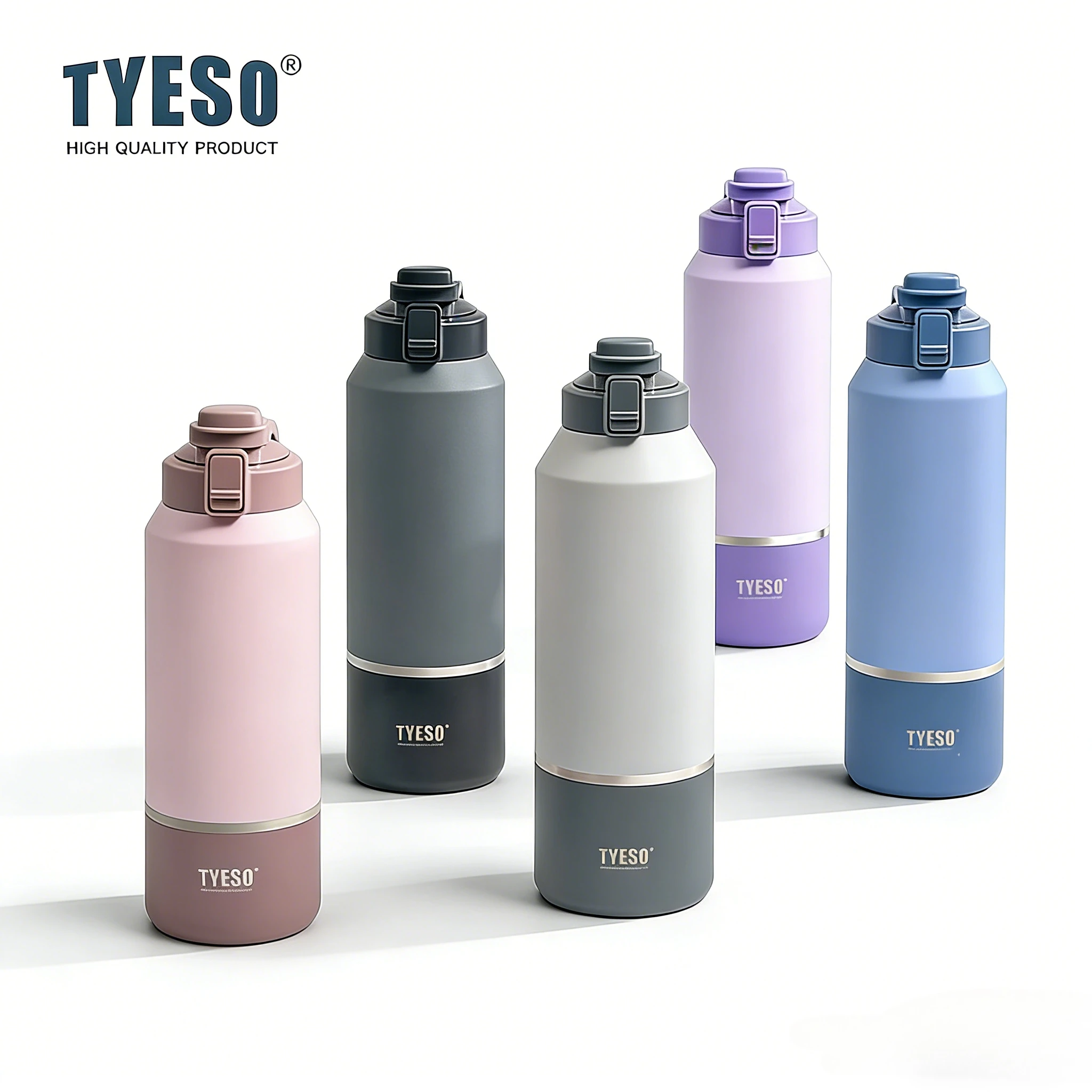 Tyeso 1200ML Thermoses Insulated Water Bottle Travel Mug with Handle Leak-Proof Lid for Outdoor Sports Hiking Portable Drinkware
