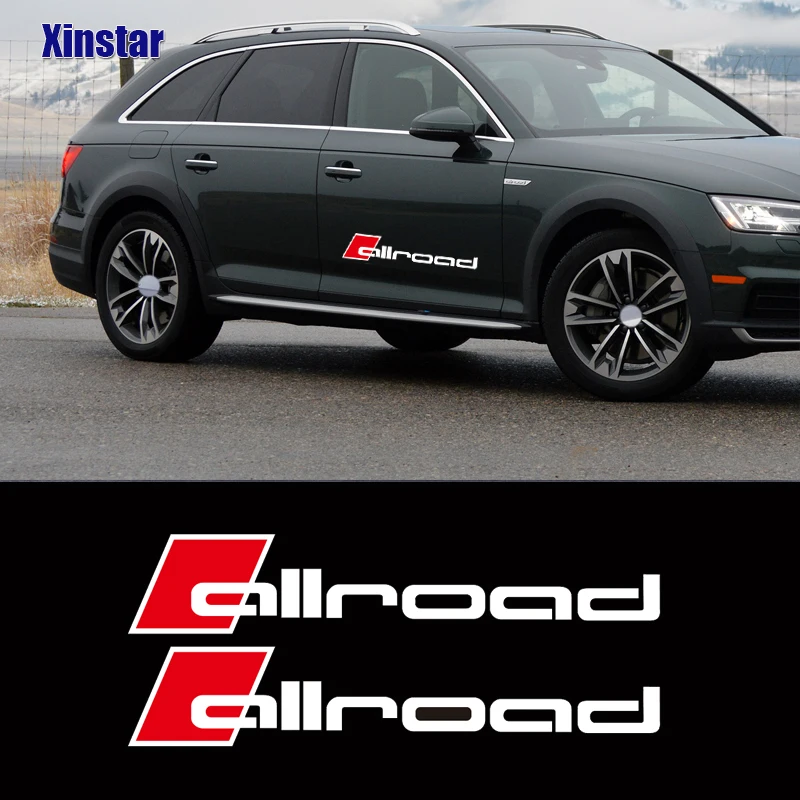 2Pcs Allroad Door Decals Sticker For Audi Sline RS Quattro A4 A6