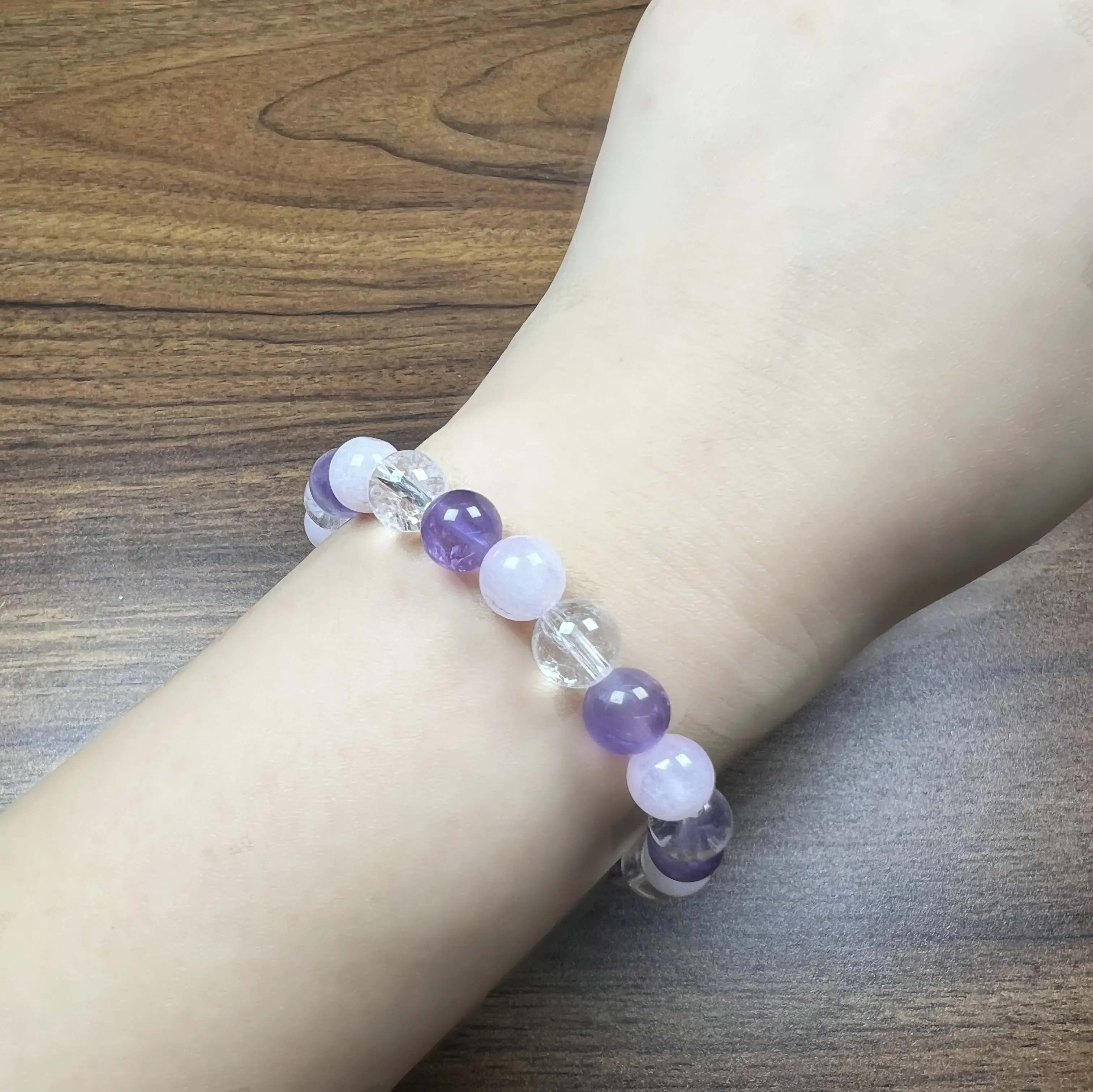 Crystal Healing Bracelet Amethyst Clear Quartz  Rose Quartz 8 mm Round Healing Crystals (Stretch Bracelet, Gemstone Bracelet)