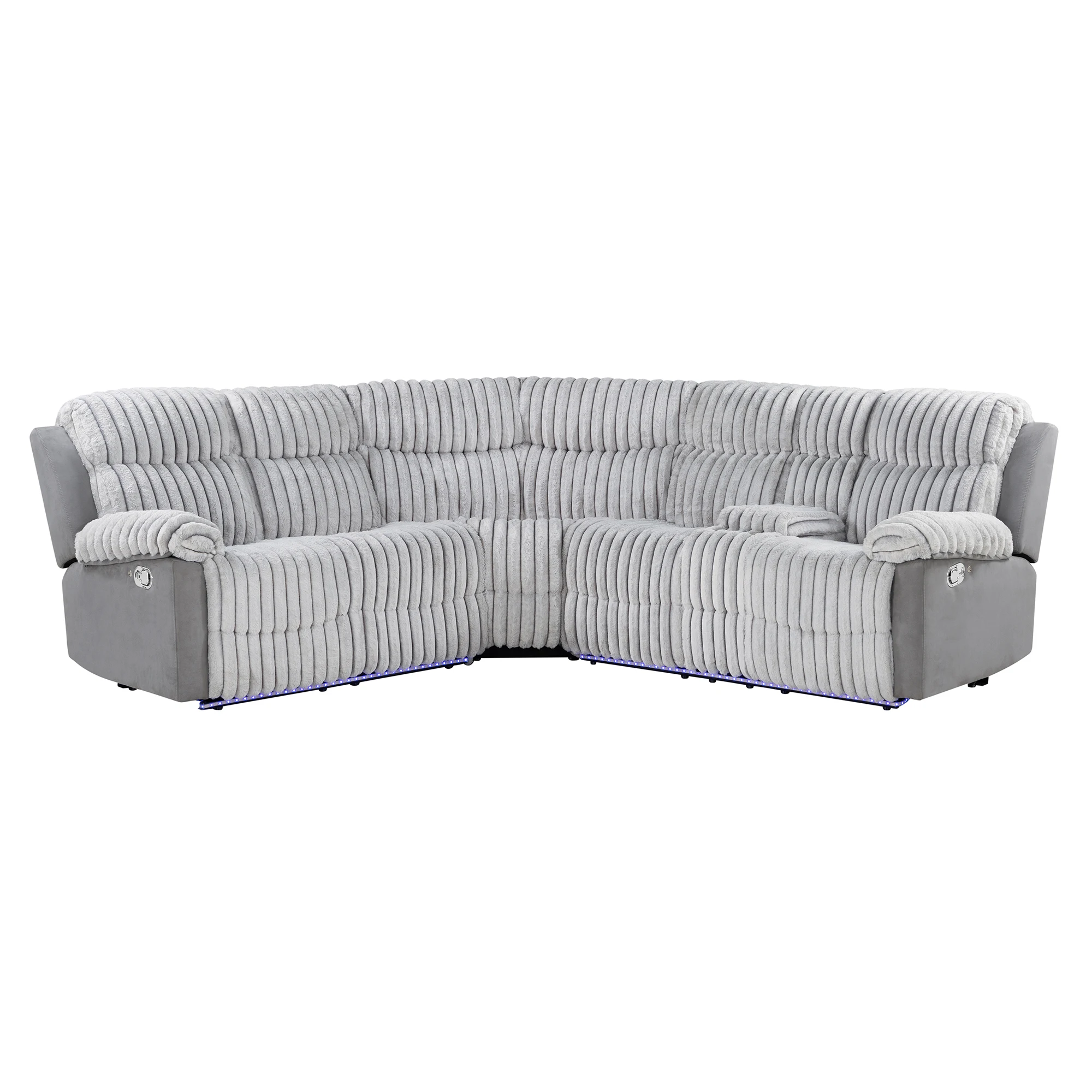# Modern Polyester Sectional With LED Reclining Sofa Bed Wood Legs For Living Room