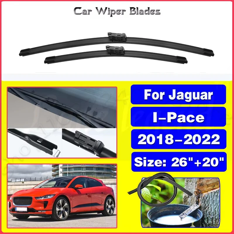 

For Jaguar I-Pace IPace 2018 2019 2020 2021 2022 Car Front Wiper Blades Windscreen Windshield Accessories Windows Brushes 26"20"