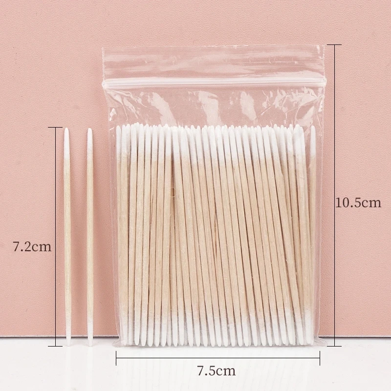 200개입 양면 면봉 여성용 화장 면봉 나무 막대 코 귀 청소용