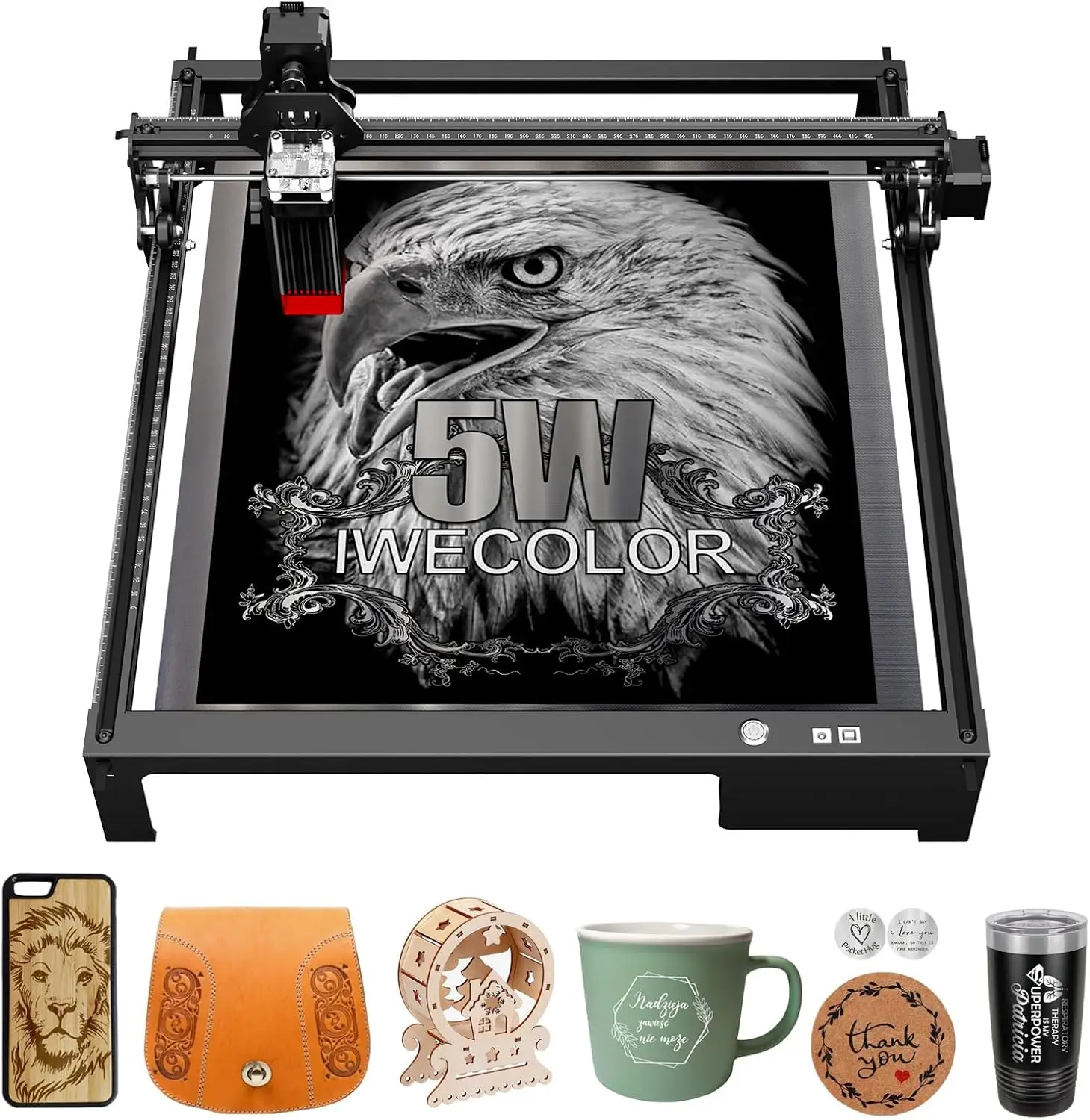 

IWECOLOR 5W Laser Engraver, 60W Output Power Efficient Laser Engraving Machine, 5W Laser Cutter, CNC Machine for Wood, Metal