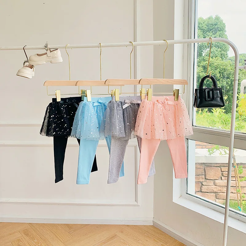 2024New Girls' Bottoming Skort Slim Fit Baby Girl Mesh Princess Dress Pants Spring and Autumn Trousers