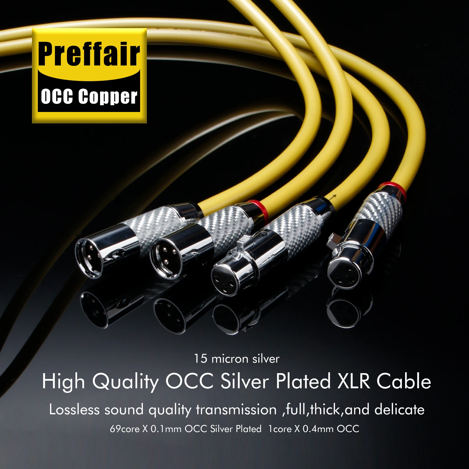 

Preffair X439XR1802 Hi-Fi аудио XLR кабели OCC медные посеребренные аудиокабели с 3-контактными разъемами XLR «мама-папа» — 1 пара