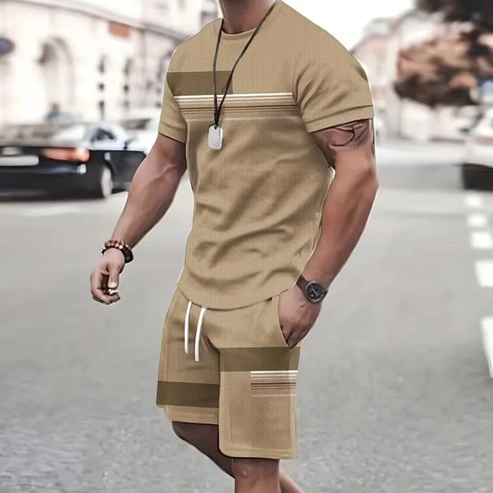 Ultra High Appearance Value Men Tracksuit Outfit Male 3D Printed T-shirt Shorts Pants Suit Men Oversized 2 Piece Set Clothes