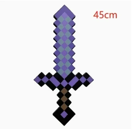 30~45cm Minecraft Schaumstoff-Schwert Blau Lila Grau Axt MC Schaufel Diamant-Hacke Gelbes Schwert Meine Welt EVA Spielzeug für Outdoor-Cosplay