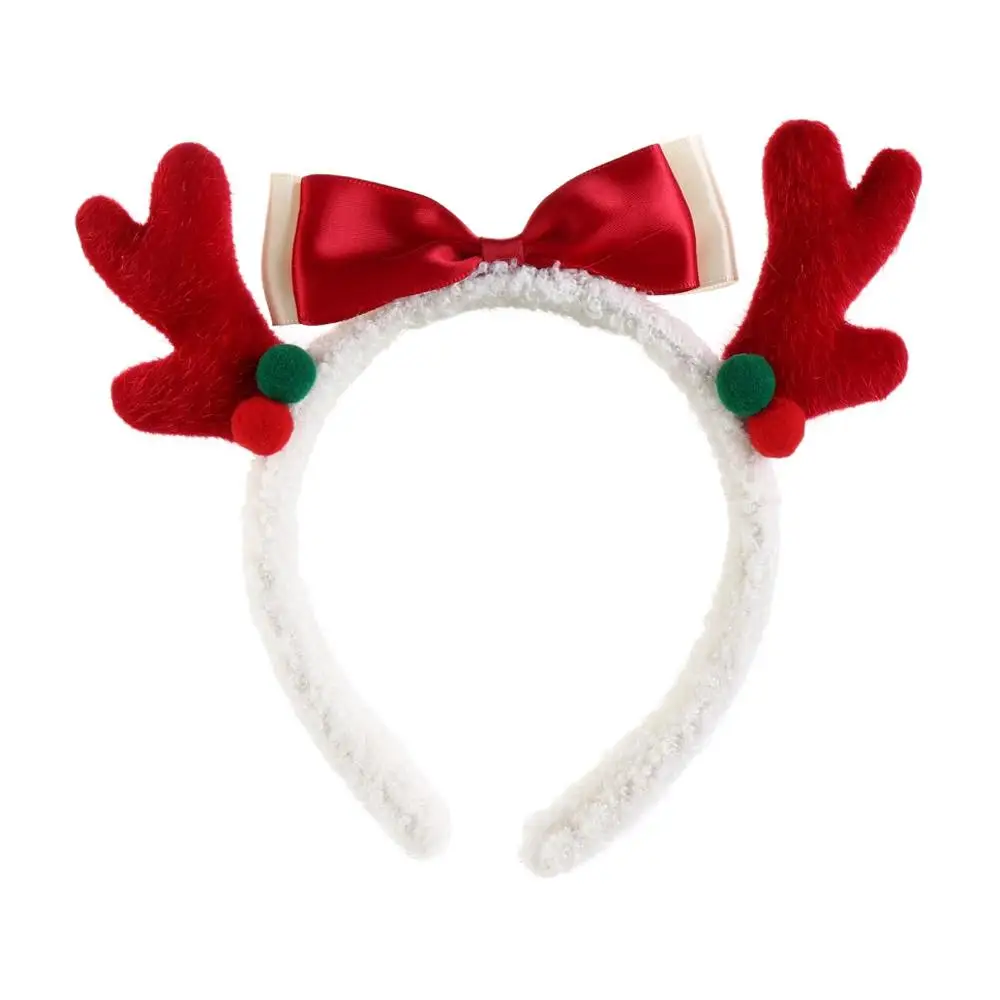 

Trendy Plush Bowknot Hair Hoop Korean Style Head Wrap Christmas Hairband Photo Props Headwear Christmas Headband Girls