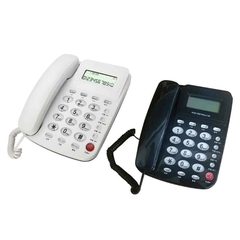 Desktop Corded Telephone Landline Phone Big Button Telephone Loud Volumes Landline Phone with LCD Last Number Redial