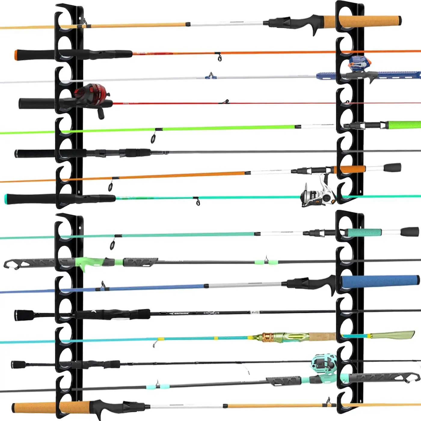 

Стойка для хранения 16 удочек, настенная или потолочная, регулируемый держатель для гаража и подвала